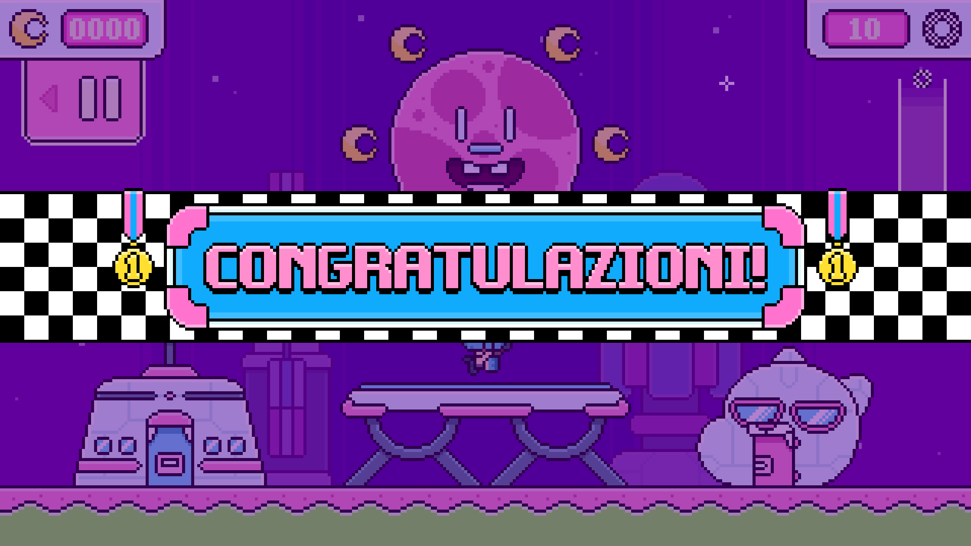 Schermata di fine gara di Gumball Social Game con il messaggio Congratulazioni