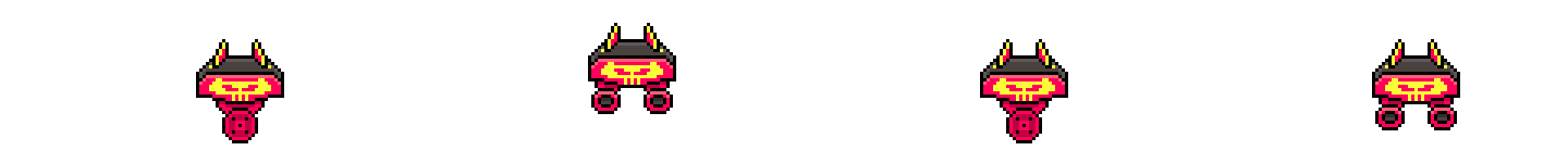 Pixel art animation of the Super Go! drones